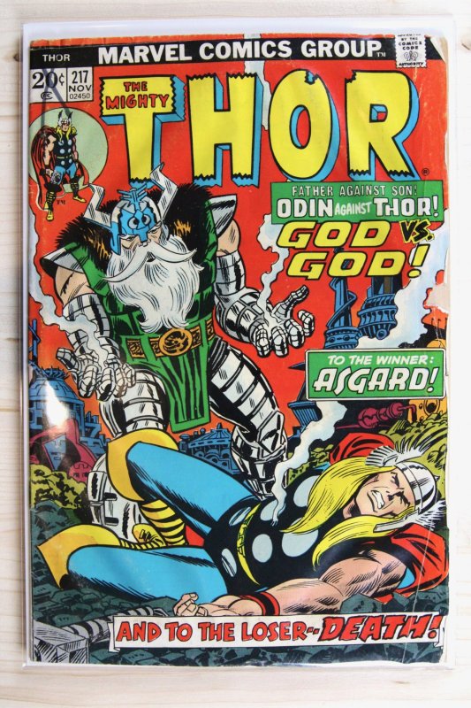 Thor #217 (Marvel Comics, 1973), raw comic book in FN 6.0 condition — front cover