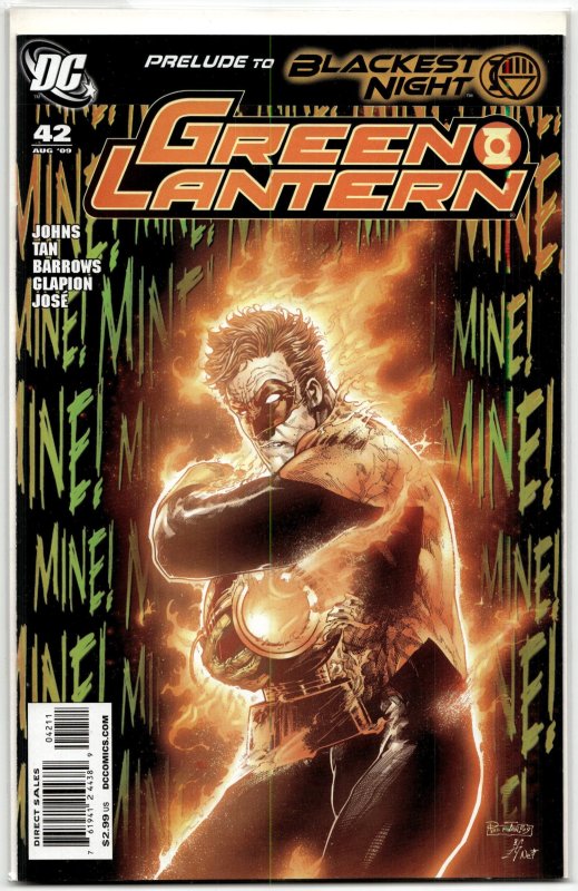 Green Lantern #42 (DC Comics, 2009), raw, ungraded comic book — front cover