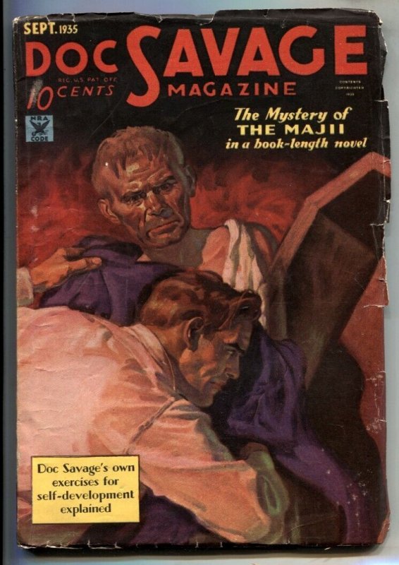 Doc Savage Pulp September 1935- the Mystery of the Majii VG (1935), raw comic book in VG condition — front cover
