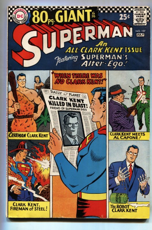 Superman #197 (DC Comics), raw, ungraded comic book — front cover