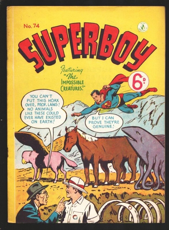 Superboy #74 (DC Comics, 1950), raw, ungraded comic book — front cover