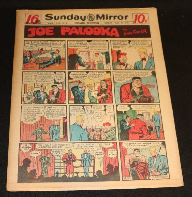 1950 Sunday Mirror Weekly Comic Section June 25th (VF) Firefighters Superman (1950), raw comic book in VF condition — front cover