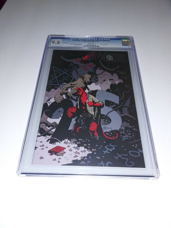 Hellboy Buster Oakley Gets His Wish 25th Anniversary Variant NM CGC 9.8, CGC 9.8 graded comic book, Universal Blue label — front cover in its holder