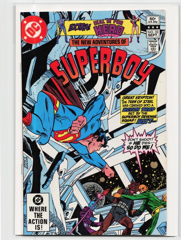 The New Adventures of Superboy #33 (DC Comics, 1982), raw, ungraded comic book — front cover