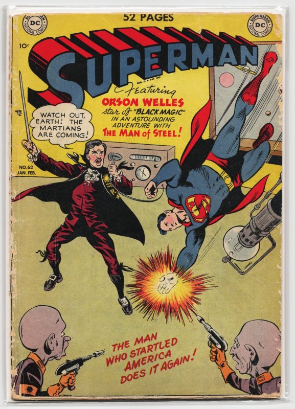 Superman #62 (DC Comics, 1950), raw, ungraded comic book — front cover