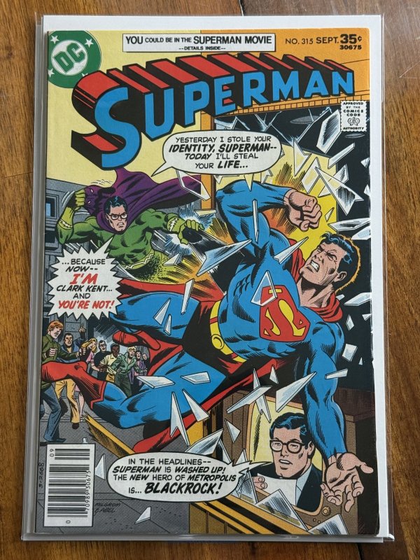 Superman #315 (DC Comics, 1977), raw comic book in VF- 7.5 condition — front cover