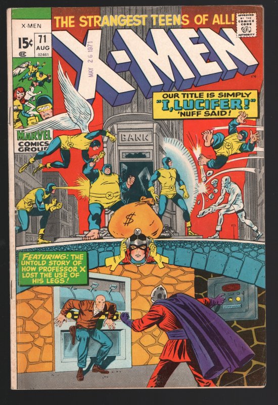 X-Men #71 (Marvel Comics, 1971), raw comic book in VG 4.0 condition — front cover
