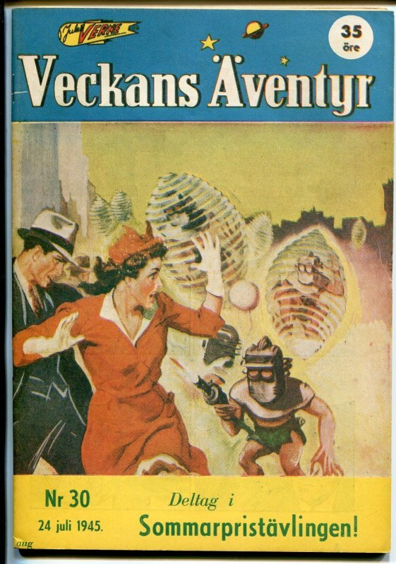 Jules Verne Veckans Aventyr Vol.6 #30 (1945), raw comic book in VF condition — front cover