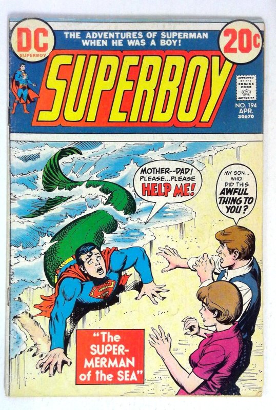 Superboy #194 (DC Comics, 1973), raw comic book in VG condition — front cover