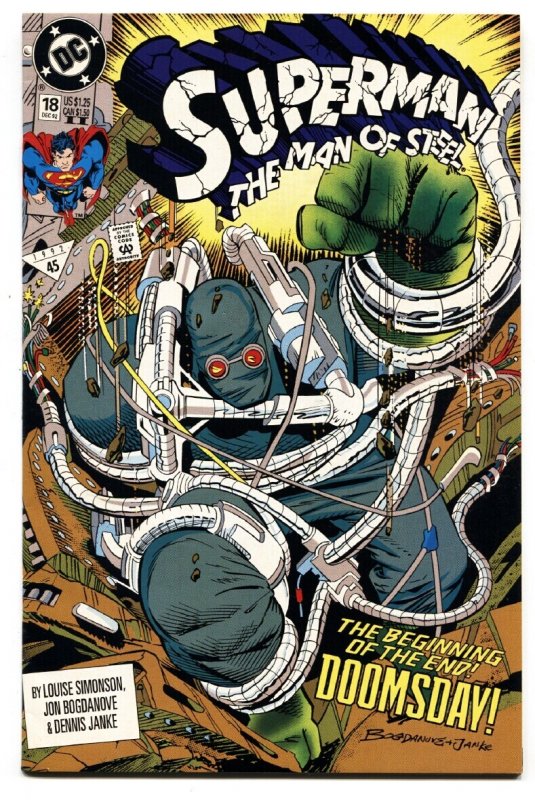Superman: The Man of Steel-Second Print #18 (DC Comics, 1992), raw comic book in VF/NM condition — front cover