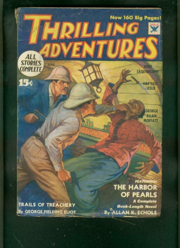 Thrilling Adventures-June 1934-Harbor of Pearls--Pulp FN (1934), raw comic book in FN condition — front cover