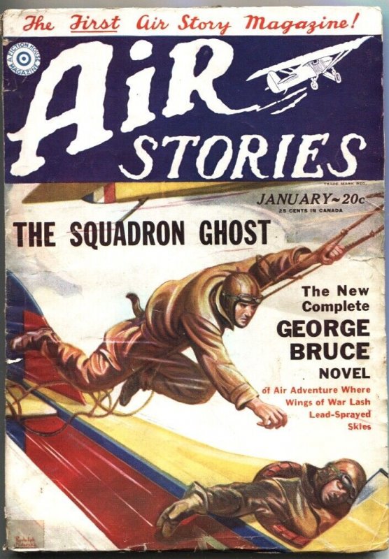 Air Stories-Jan 1930-George Bruce-Gil Brewer-Aviation Pulp-Belarski Art (1930), raw, ungraded comic book — front cover