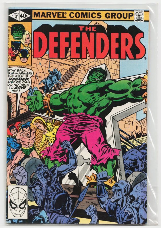 The Defenders #81 (Marvel Comics, 1980), raw, ungraded comic book — front cover