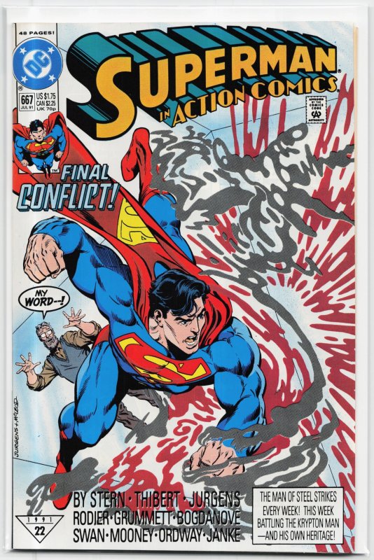 Action Comics #667 (DC Comics, 1991), raw, ungraded comic book — front cover