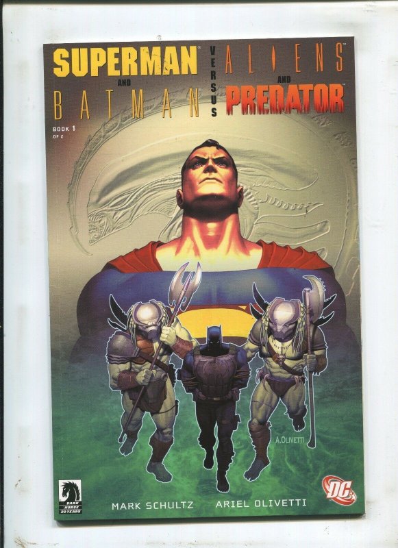 Superman and Batman Versus Aliens and Predator #1 (2007), raw comic book in 9.2 condition — front cover