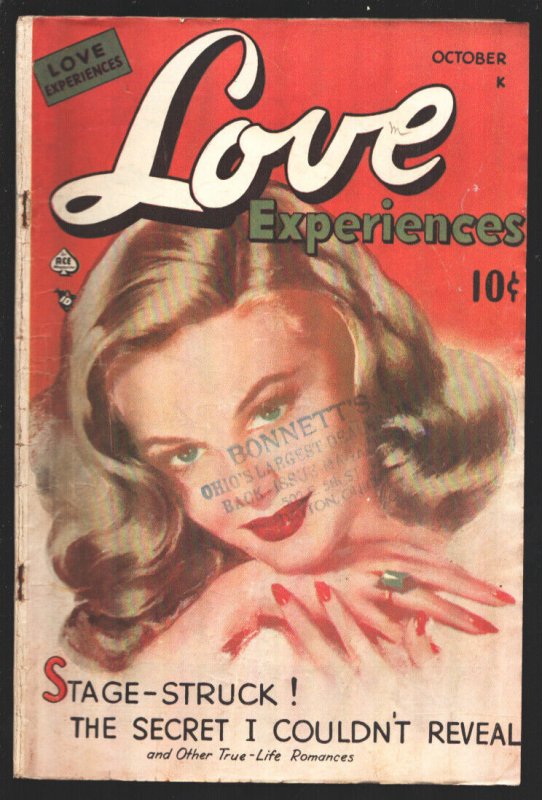 Love Experiences #1 (1949), raw, ungraded comic book — front cover