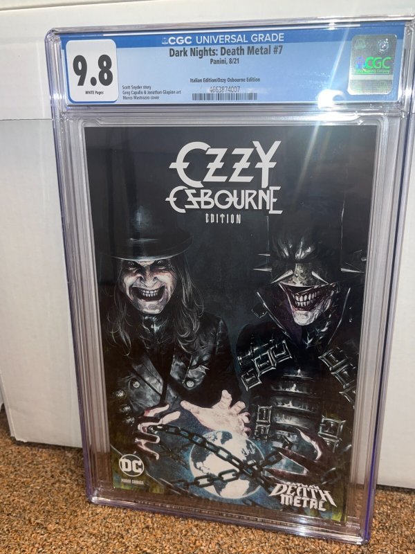 Dark Nights Death Metal #7 (DC Comics), CGC 9.8 graded comic book, Universal Blue label — front cover in its holder