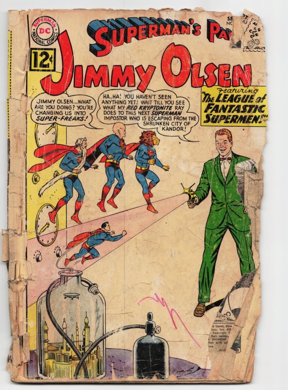 Superman's Pal, Jimmy Olsen #63 (DC Comics, 1962), raw, ungraded comic book — front cover