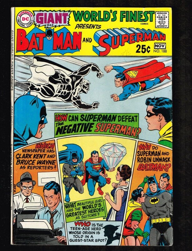 World's Finest #188 (DC Comics, 1969), raw comic book in 7.5 condition — front cover