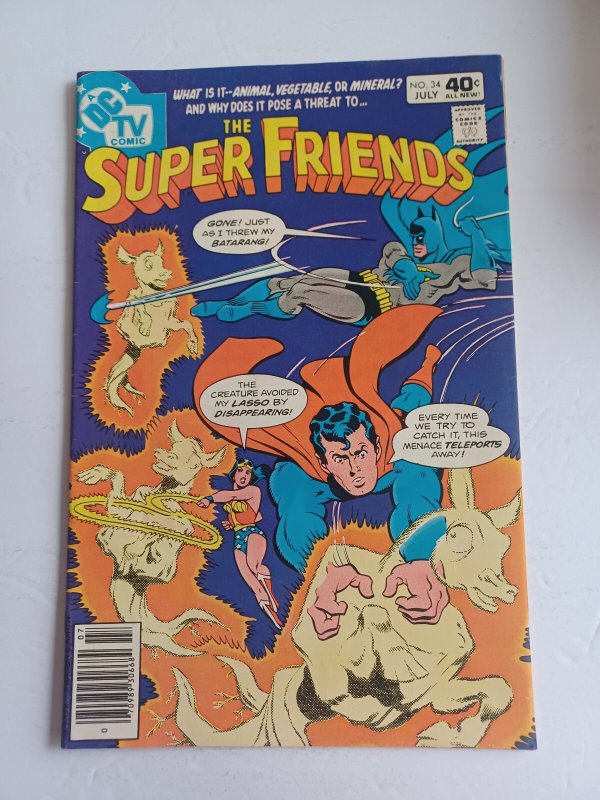 Super Friends #34 (1980), raw comic book in VF condition — front cover