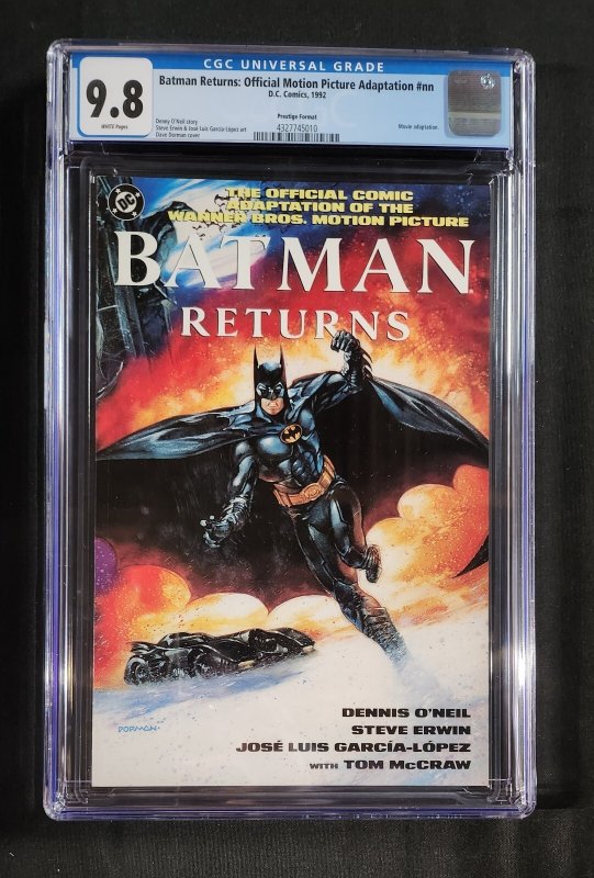 Batman Returns: Official Motion Picture Adaptation - Dave Dorman (CGC 9.8) 1992 (1992), CGC 9.8 graded comic book, Universal Blue label — front cover in its holder