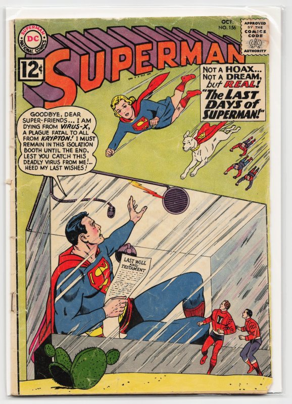 Superman #156 (DC Comics, 1962), raw, ungraded comic book — front cover