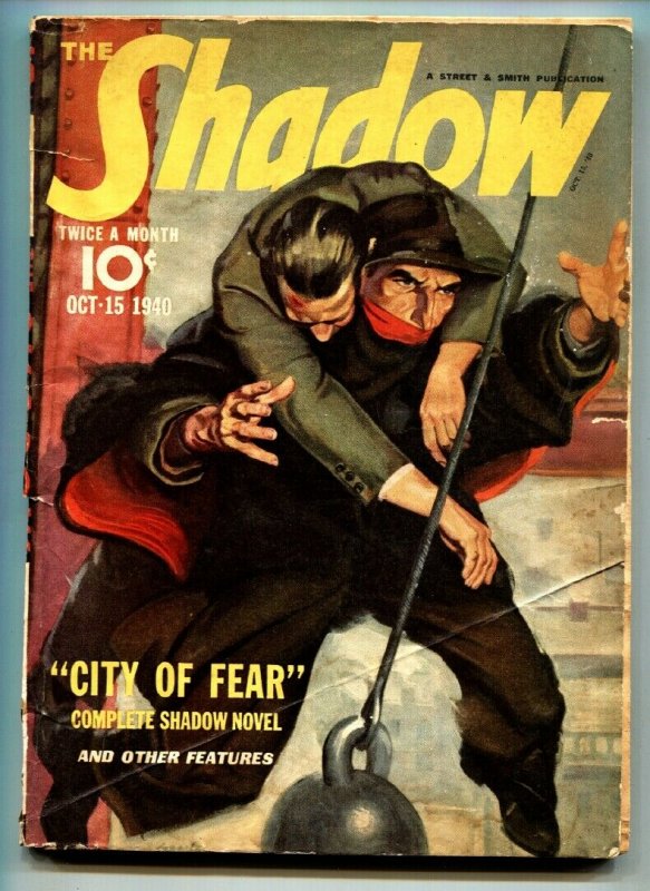 Shadow 1940 Oct 15-City OF Fear- Street AND Smith-Rare Pulp VG (Street & Smith, 1940), raw, ungraded comic book — front cover