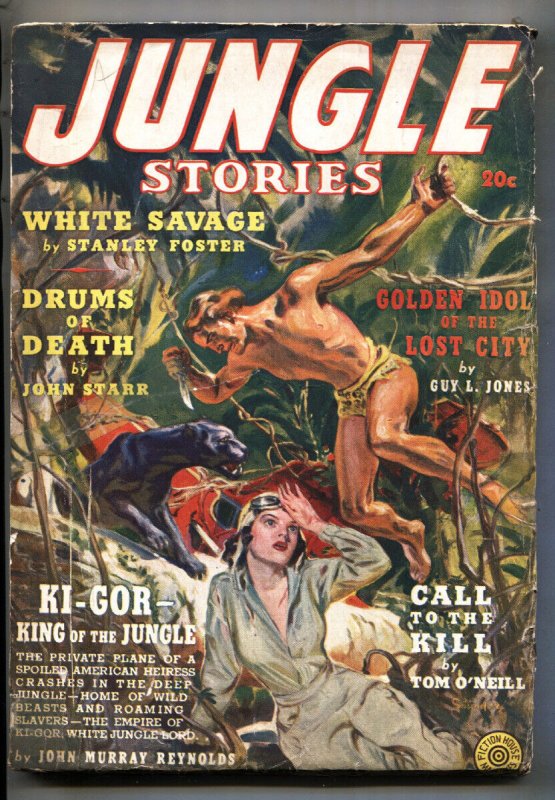 Jungle Stories #1 (Fiction House, 1938), raw, ungraded comic book — front cover