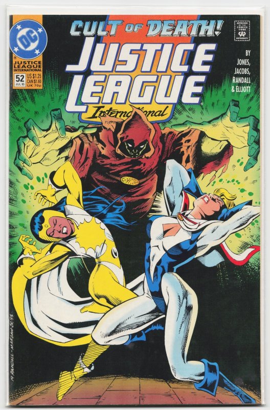 Justice League International #52 (DC Comics, 1993), raw, ungraded comic book — front cover