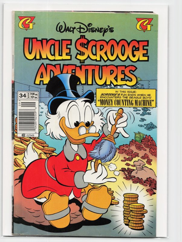 Walt Disney's Uncle Scrooge Adventures #34 (Gladstone, 1995), raw, ungraded comic book — front cover