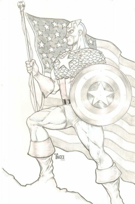 Captain America Original Art to Print - Signed art by Billy Tucci, raw, ungraded comic book — front cover