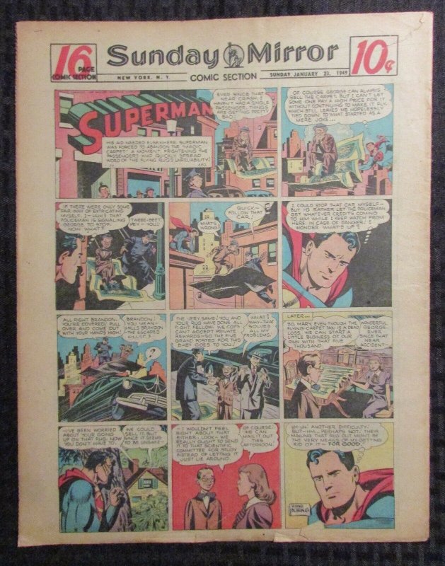 1949 Jan 23 Sunday Mirror Comic Section VG+ 4.5 Superman / Joe Palooka 16pgs (1949), raw comic book in VG+ 4.5 condition — front cover