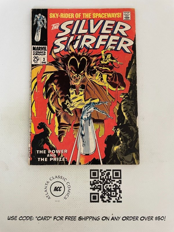 Silver Surfer #3 (Marvel Comics, 1968), raw comic book in FN condition — front cover