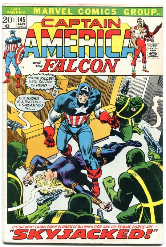 Captain America #145 (Marvel Comics, 1972), raw comic book in VF condition — front cover