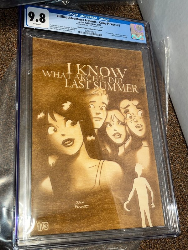 Chilling Adventures, Camp Pickens #1, CGC 9.8 graded comic book, Universal Blue label — front cover in its holder