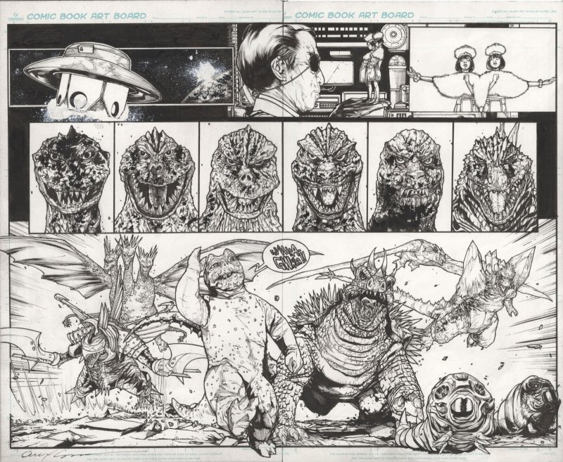 Godzilla: Through the Ages Illustration by Alex Sanchez DPS Original Art Signed, raw, ungraded comic book — front cover