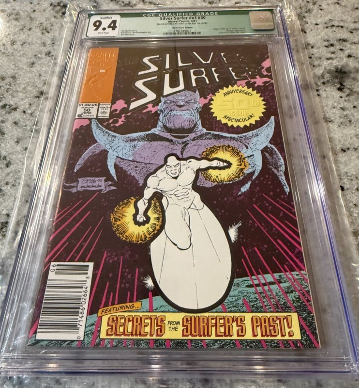 Silver Surfer #50 (Marvel Comics), comic book — front cover in its holder