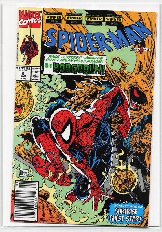 Spider-Man #6 (Marvel Comics, 1991), raw, ungraded comic book — front cover