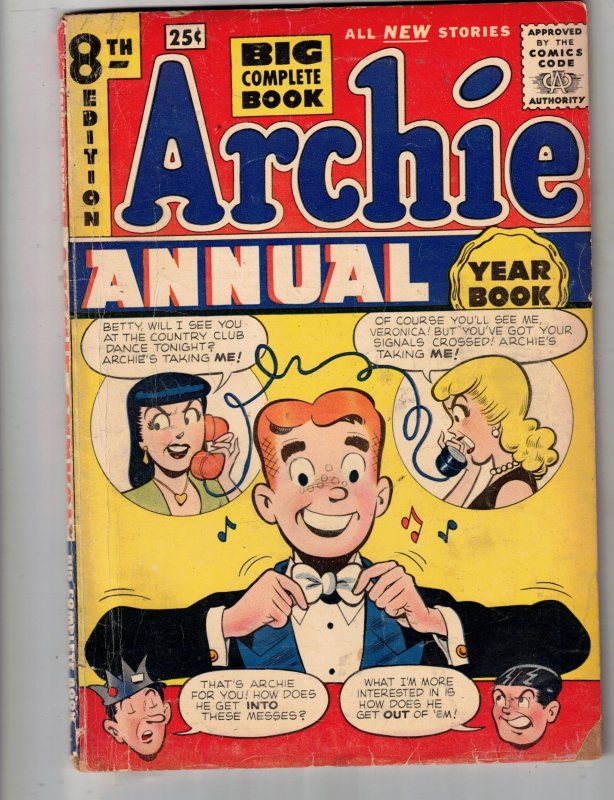 Archie Annual #8 (1956), raw comic book in GD+ condition — front cover