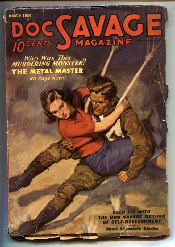 Doc Savage Pulp March 1936- Metal Master - Parachute Cover (1936), raw, ungraded comic book — front cover
