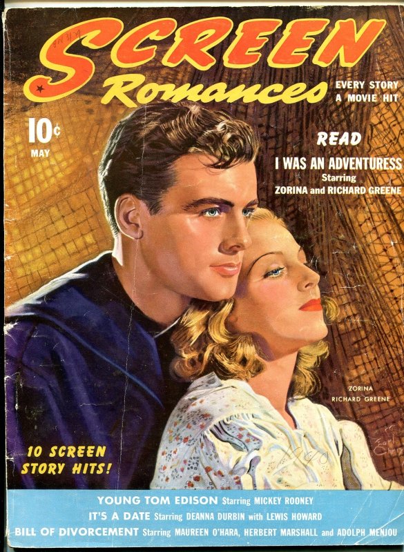MAG: Screen Romances Magazine May 1940- Zorina & Richard Green (1940), raw, ungraded comic book — front cover