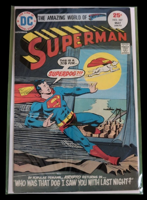 Superman #287 (DC Comics, 1975), raw comic book in VF condition — front cover