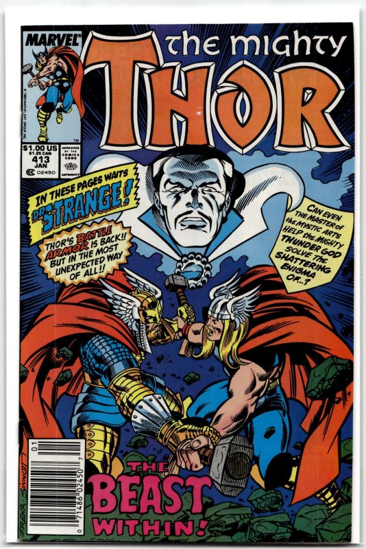 The Mighty Thor #413 (Marvel Comics, 1990), raw, ungraded comic book — front cover