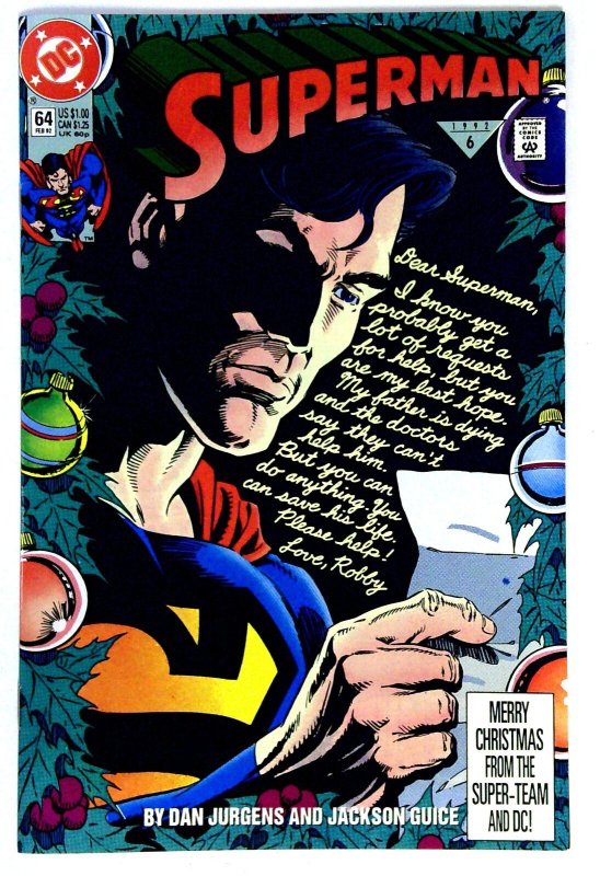 Superman #64 (DC Comics, 1992), raw comic book in NM- condition — front cover