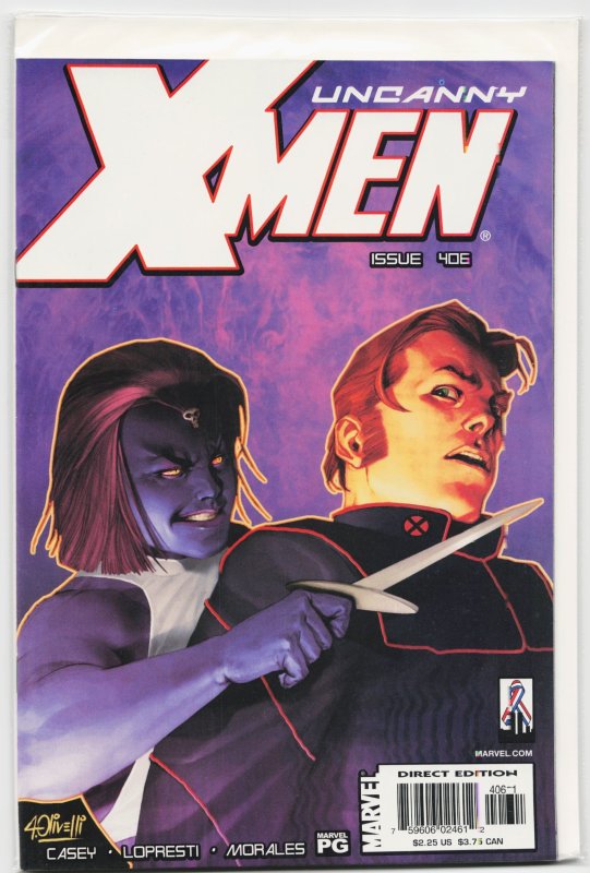 The Uncanny X-Men #406 (Marvel Comics, 2002), raw, ungraded comic book — front cover