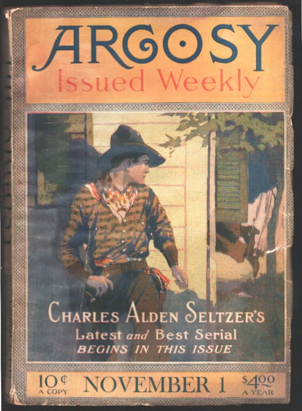 Argosy 11/1/1919-Charles Alden Seltzer's Serial Begins-Drag Harlan-Harold a. ..., raw, ungraded comic book — front cover