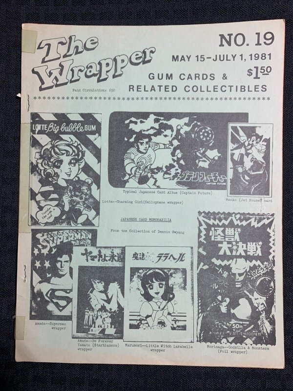 1981 THE Wrapper Gum Cards Magazine #19 (1981), raw comic book in VG+ 4.5 condition — front cover