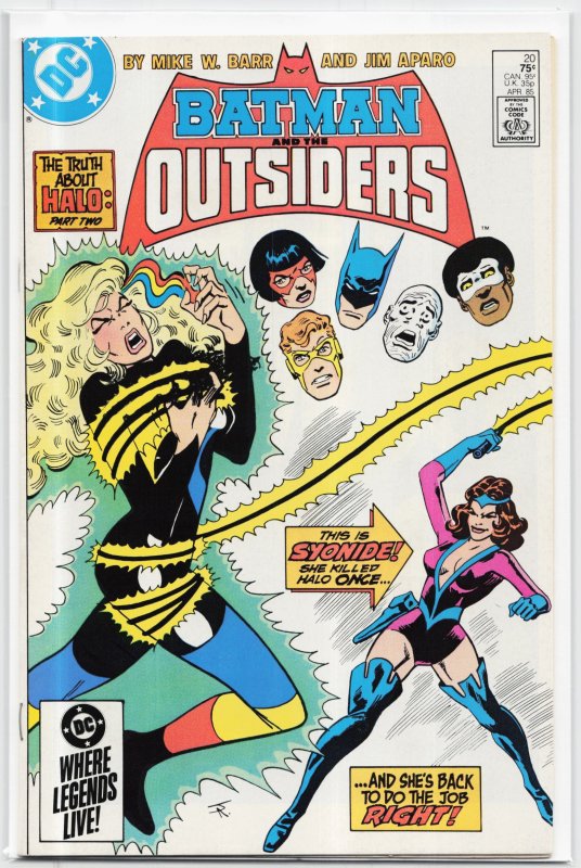 Batman and the Outsiders #20 (DC Comics, 1985), raw, ungraded comic book — front cover