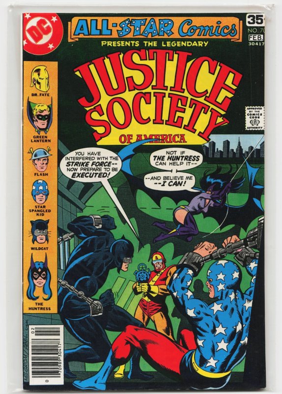 All-Star Comics #70 (DC Comics, 1978), raw, ungraded comic book — front cover