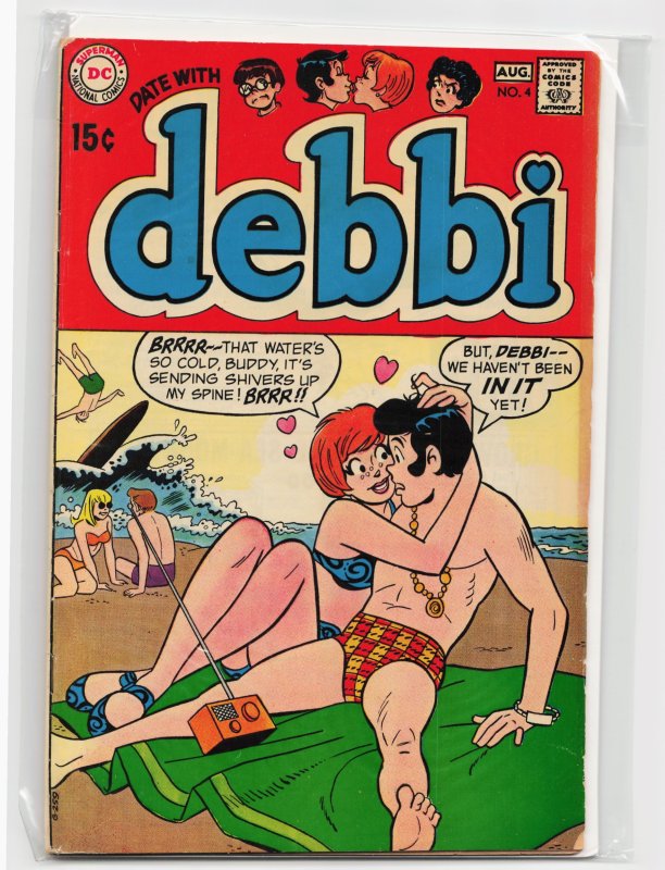 Date with Debbi #4 (1969), raw, ungraded comic book — front cover